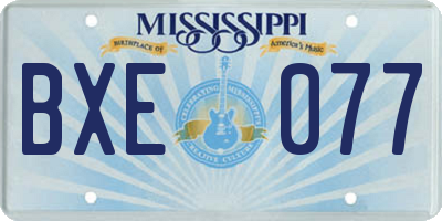 MS license plate BXE077