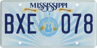 MS license plate BXE078