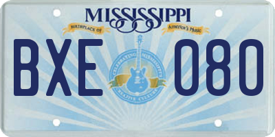 MS license plate BXE080