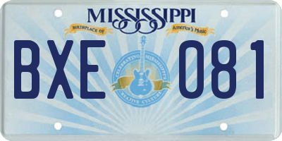 MS license plate BXE081