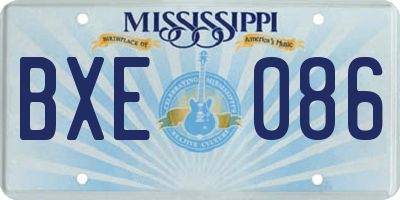 MS license plate BXE086