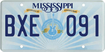 MS license plate BXE091