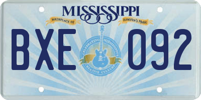 MS license plate BXE092