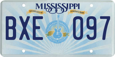 MS license plate BXE097