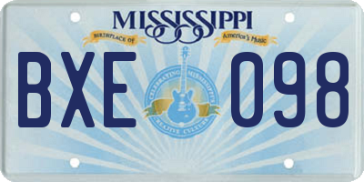 MS license plate BXE098