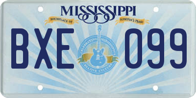 MS license plate BXE099