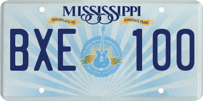 MS license plate BXE100