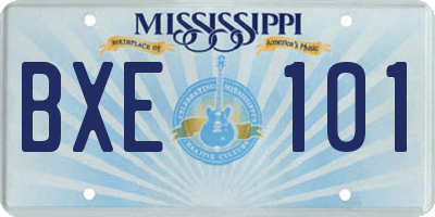 MS license plate BXE101