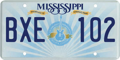 MS license plate BXE102