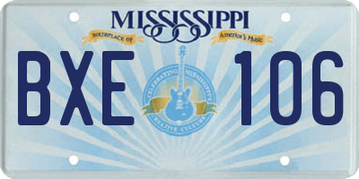 MS license plate BXE106