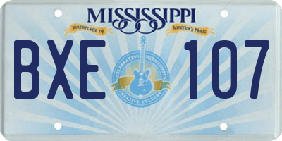 MS license plate BXE107
