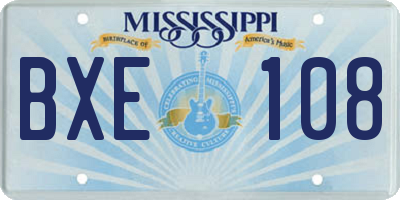 MS license plate BXE108