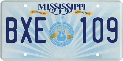 MS license plate BXE109