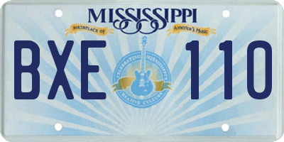MS license plate BXE110