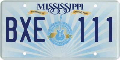 MS license plate BXE111