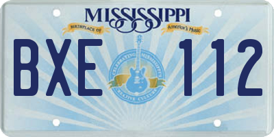 MS license plate BXE112