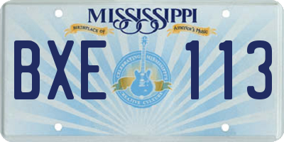 MS license plate BXE113