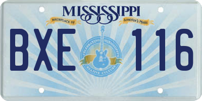 MS license plate BXE116
