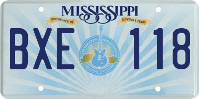 MS license plate BXE118