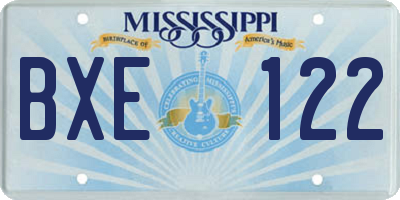 MS license plate BXE122