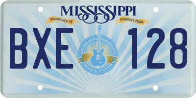 MS license plate BXE128