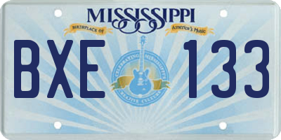 MS license plate BXE133