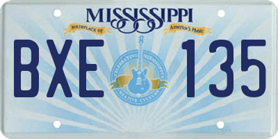 MS license plate BXE135