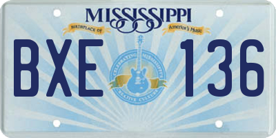 MS license plate BXE136