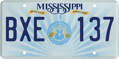 MS license plate BXE137