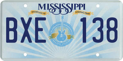 MS license plate BXE138