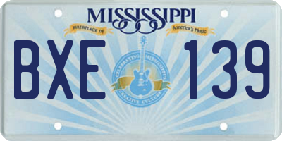 MS license plate BXE139