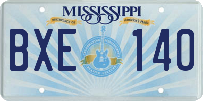 MS license plate BXE140
