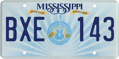 MS license plate BXE143