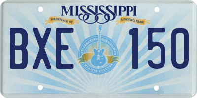 MS license plate BXE150
