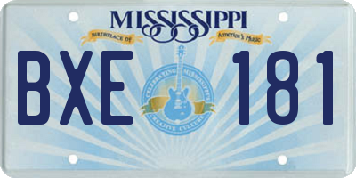 MS license plate BXE181
