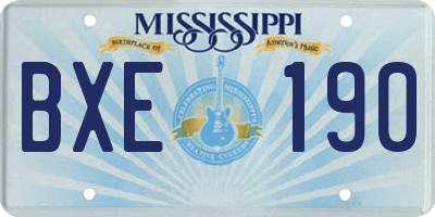 MS license plate BXE190