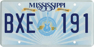 MS license plate BXE191
