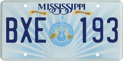 MS license plate BXE193