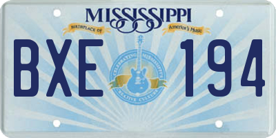 MS license plate BXE194