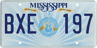 MS license plate BXE197