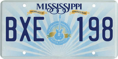 MS license plate BXE198