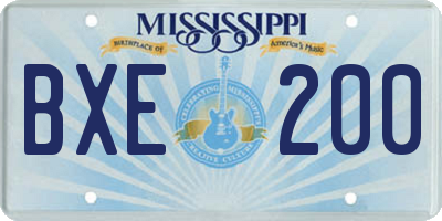 MS license plate BXE200