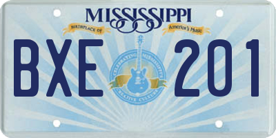 MS license plate BXE201