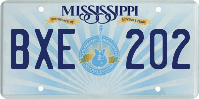 MS license plate BXE202
