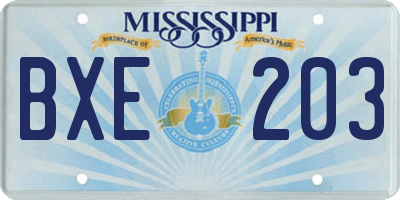 MS license plate BXE203