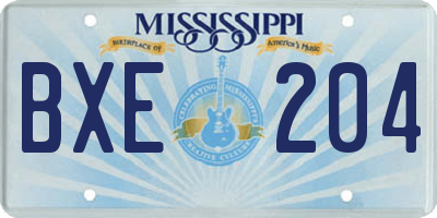 MS license plate BXE204