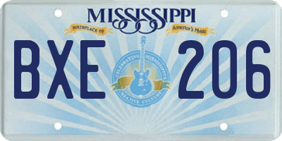 MS license plate BXE206
