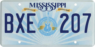MS license plate BXE207