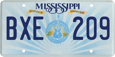 MS license plate BXE209