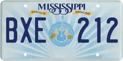 MS license plate BXE212